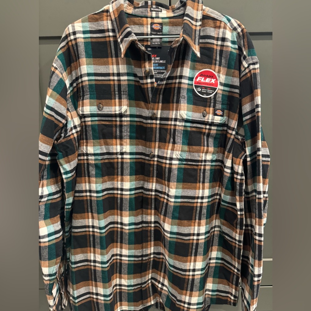 Men’s dickies flannel shirt flex fit xl nwt 40